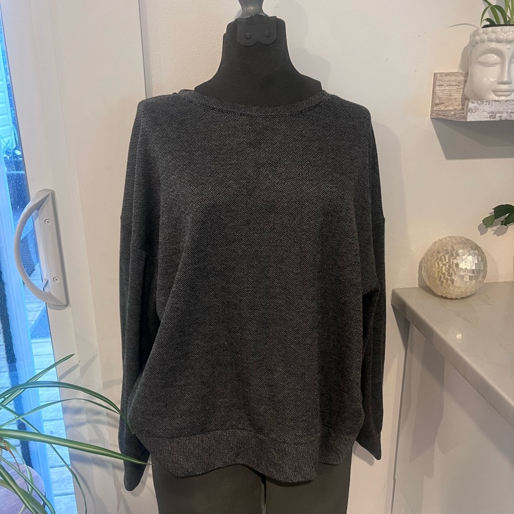 Gray Turtleneck Sweatshirt with Relaxed Fit